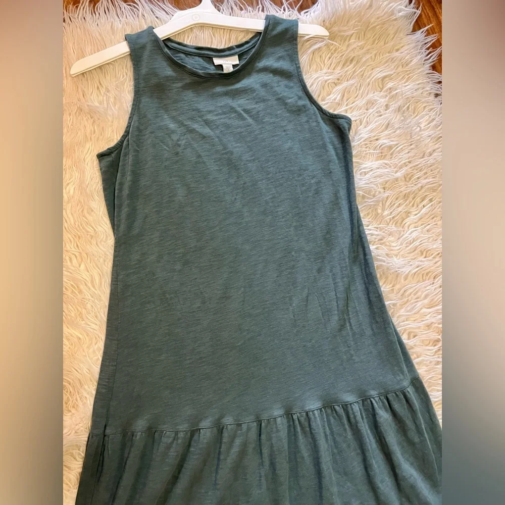J. Jill Fatigue Green Tiered Sleeveless Midi Maxi Dress Womens size small petite - Picture 2 of 11